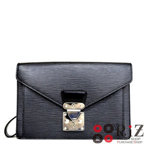 LOUIS VUITTON Pochette Slier Drag Hobo Messenger Bag Black Noir Black